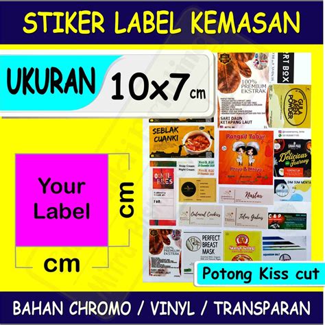 Jual Cetak Label Stiker 10x7 Cm Chromo Vinyl Transparan Print