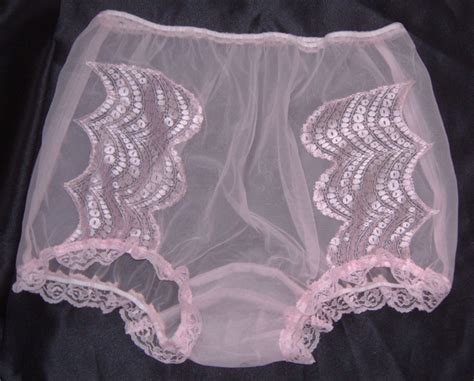 Sheer Pink Nylon Rockabily Vintage Style Burlesque Panties 1800 Via