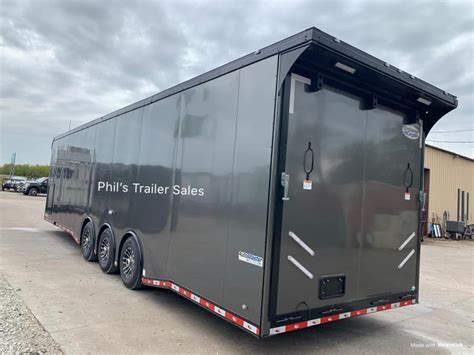 34 Enclosed Race Trailer Electric Awning And Wheel Well Car Racing