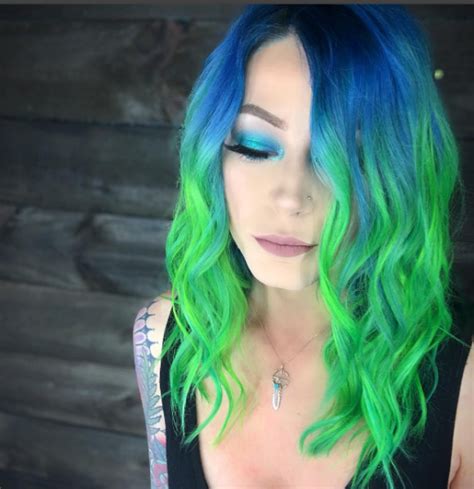 Colorful Hair Neon Green Hair Purple And Green Hair Hair Inspo Color