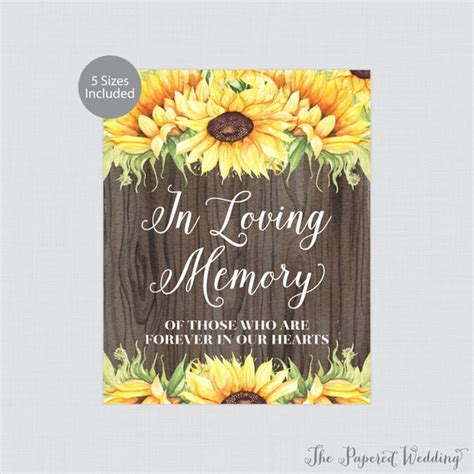 Printable Sunflower And Wood In Loving Memory Of Sign Rustic Etsy