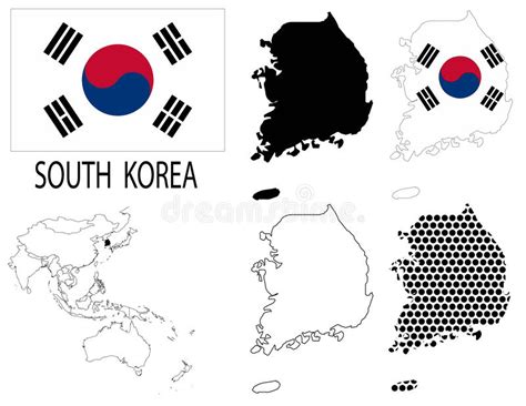 Vector art south korea map vector clipart drawing gg101222473. South Korea - Contour Maps, National Flag And Asia Map Vector Stock Vector - Illustration of ...