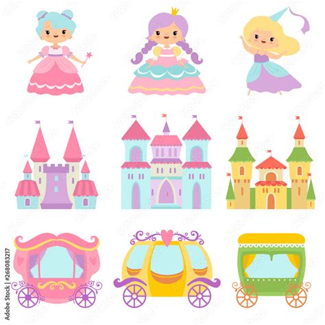 Collection Of Cute Little Princesses Magic Castles Fairy Tale