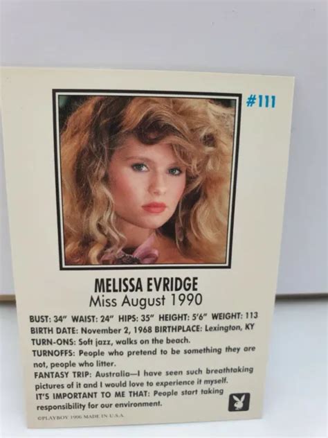 Carte Erotique Cards Playboy Melissa Evridge Miss August Usa