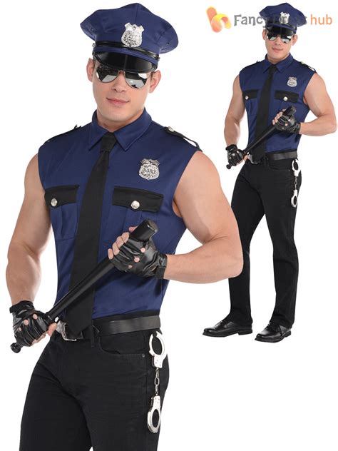 adult mens police officer costume policeman new york cop fancy dress uniform ebay
