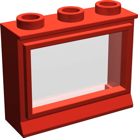 Lego Red Classic Window 1 X 3 X 2 With Fixed Glass Brick Owl Lego