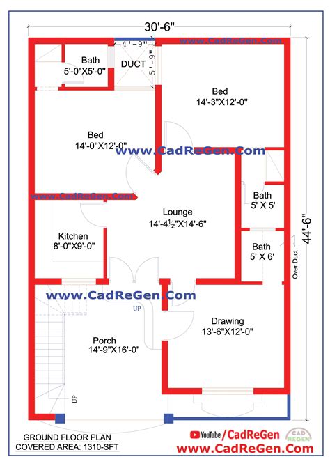 1st Floor House Plan 5 Marla