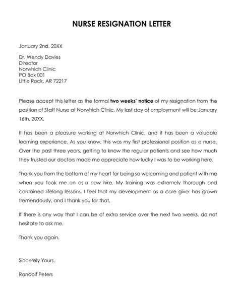 Nurse Rn Resignation Letters Templates Tips And Examples