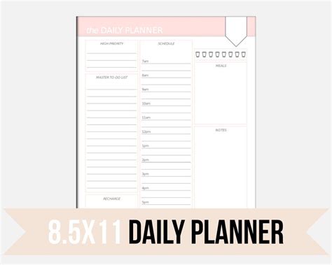 Daily Planner Printable Daily Schedule To Do List Printable