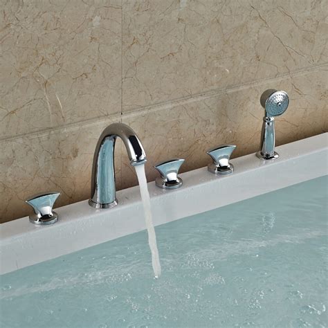 Shop wayfair for all the best handshower included bathtub faucets. Chrome Finished Bathtub Faucet Deck Mounted Shower Tub ...