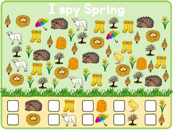 Spring I spy worksheets by Little Blue Orange | TpT