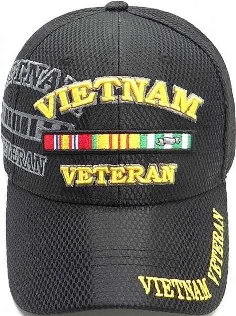 Vietnam Veteran Shadow Jersey Mesh Mens Cap Black Adjustable In