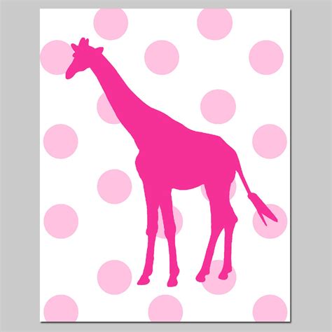 Polka Dot Giraffe 11x14 Print Giraffe Nursery Wall Art Etsy