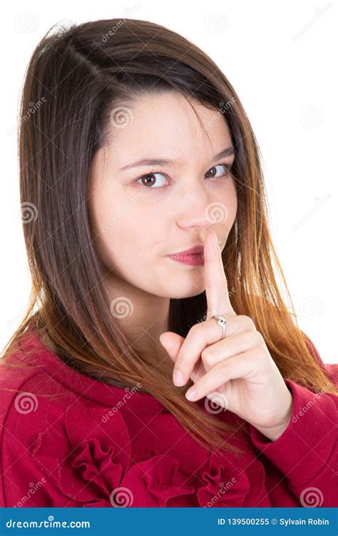 Attractive Woman Asking For Silence Isolated Stock Image Image Of