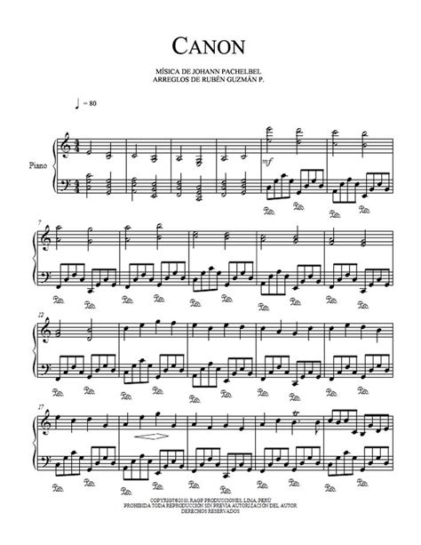 Download free sheet music for pachelbel canon in the key of c. Canon D Pachelbel Piano Pdf