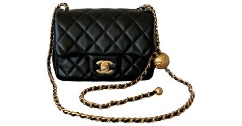 Chanel Runway Black Square Mini Flap Pearl Crush Bag Lambskin Ref