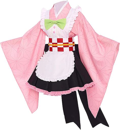 N A Kamado Nezuko Maid Maid Maid Maid Kimono Cosplay Costume Dress