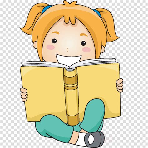 Child Reading Book Clipart Illustration Girl Cartoon Transparent