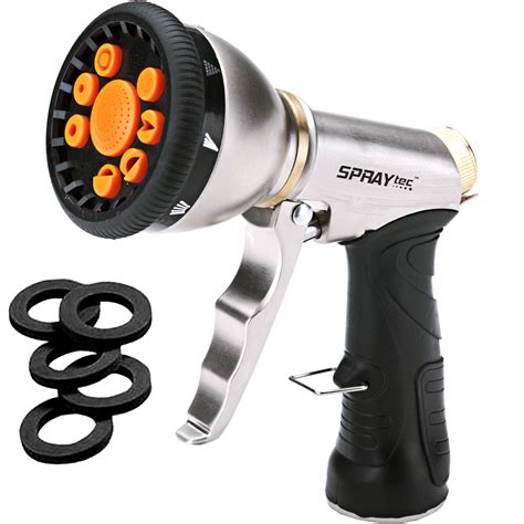 buy spraytec garden hose nozzle sprayer heavy duty metal spray gun w pistol grip trigger 9