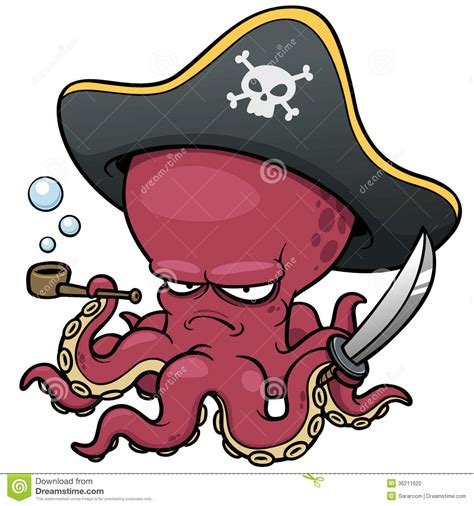 Cartoon Pirate Octopus Stock Photography Image 36211622