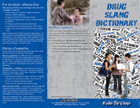 Drug Slang Dictionary Know The Lingo Pamphlet Primo Prevention