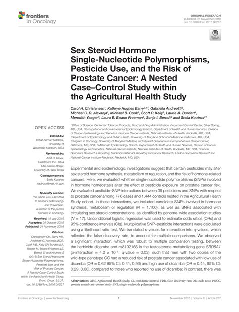 Pdf Sex Steroid Hormone Single Nucleotide Polymorphisms