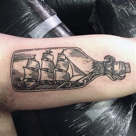 Why is the black pearl in a bottle?. 50 Awesome Arm Tattoos For Men - Manly Ink Design Ideas