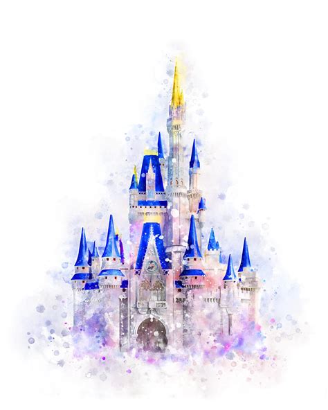 Walt Disneyworld Disney Castle Watercolor Print Cinderellau2019s