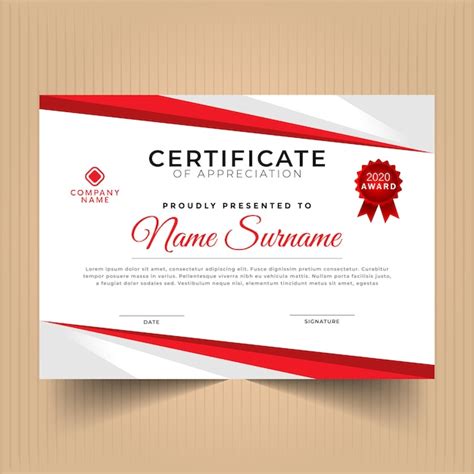 Premium Vector Elegant Red Certificate Template Design