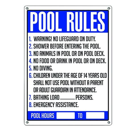Poolmaster Pool Rules Swimming Pool Sign 40326 The Home Depot