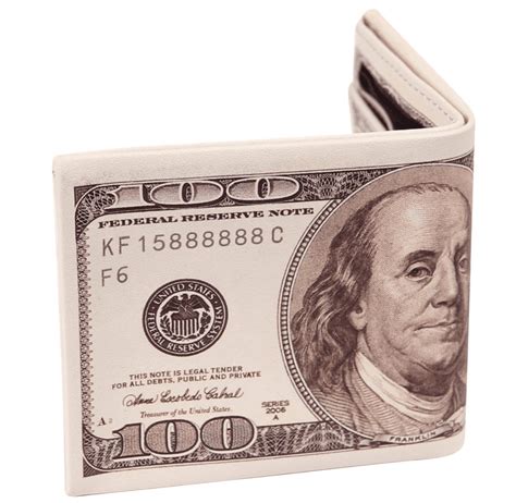 Us 100 Dollar Bill Wallet Leather Credit Card Photo Holder