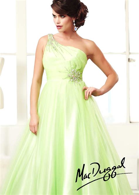 Mac duggal one shoulder gown. Mac Duggal 61612H - Green One Shoulder Ball Gown Prom ...