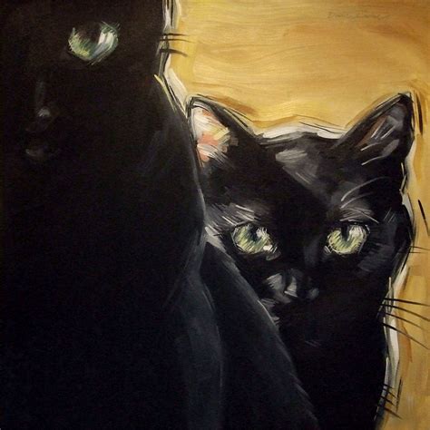 Paintings From The Parlor Two Black Cats Original Oil Painting By