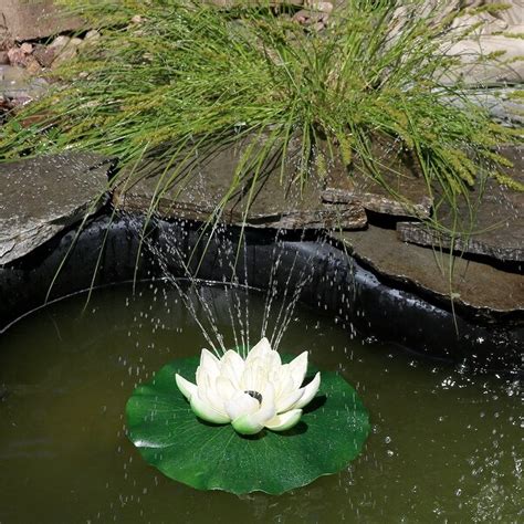 Sunnydaze White Floating Lotus Flower Solar Powered Water Fountain Kit