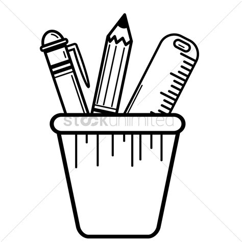 Drawing pens were once solely the domain of engineers and architects, but that changed when illustrators, cartoonists, and other artists discovered them, too. Free Pen pencil and ruler in pen holder Vector Image ...