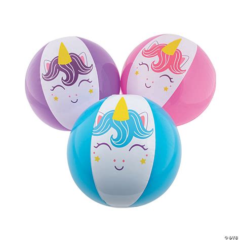 Inflatable 11” Unicorn Medium Beach Balls 12 Pc Oriental Trading