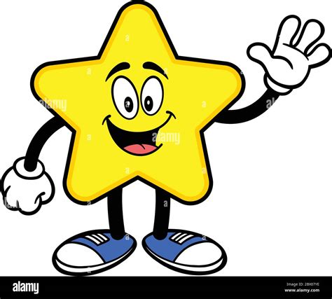 Star Mascot Waving A Cartoon Illustration Of A Star Mascot Waving