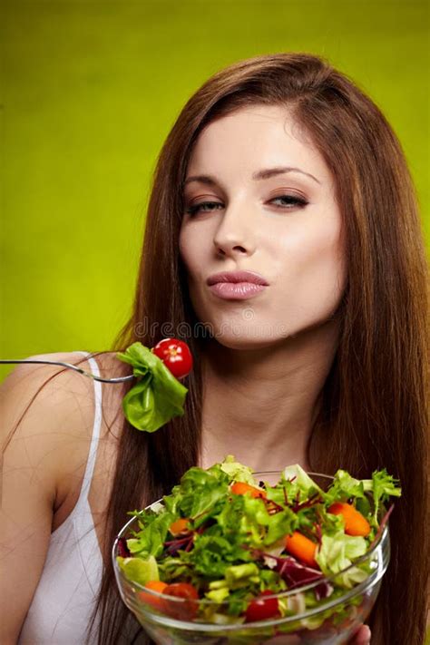 Woman With Salad Stock Photo Image Of Fresh Hungry 24353788
