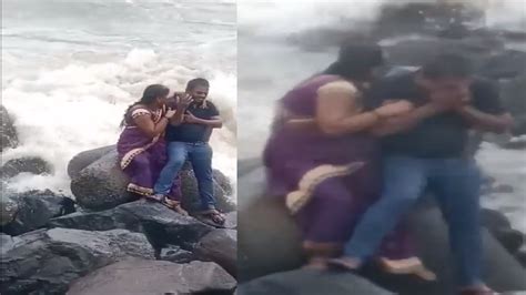 mumbai woman swept away with sea wave while taking selfie with husband dies watch india tv