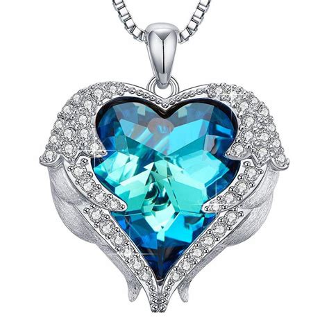Blue Heart Necklace With Swarovski Crystals Brandalley