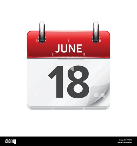 June 18 Vector Flat Daily Calendar Icon Date And Time Day Month