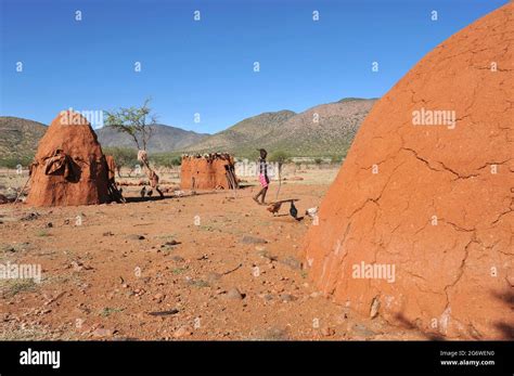 Namibia The Himba Village Or Kraal Is Composed Of Few Wooden And