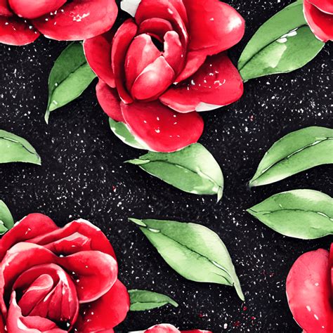 Rode En Zwarte Gardenia Glitter Aquarel Illustratie Kleine Bloemen
