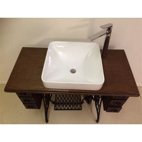 Singer sewing machine model 237: Singer Sewing Table Converted Bathroom Sink Vanity | Chairish