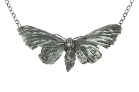 Midnight Hawk Moth Necklace Lucy Jade Sylvester Jewellery Textured