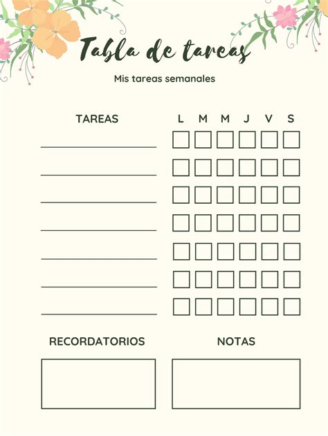 Tabla De Tareas Etsy