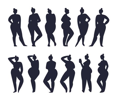 Collection Of Black Silhouettes Of Naked Women In Various Poses With