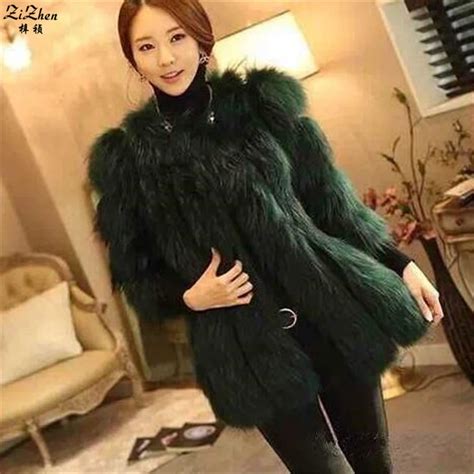 Winter Long Raccoon Dog Fur Coats Women Genuine Leather Raccoon Fur The