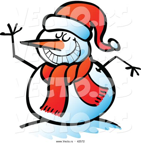 Vector Of A Happy Cartoon Snowman Smiling And Waving By Zooco 42572