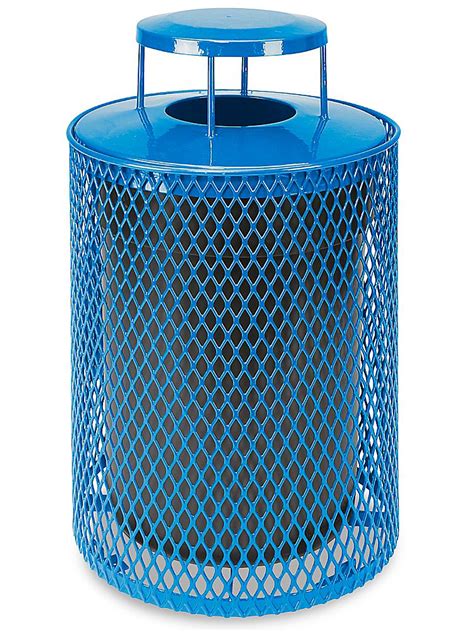 Thermoplastic Trash Can 32 Gallon Bonnet Lid Blue H 5154blu Uline